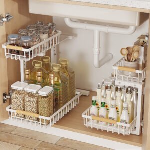 Pull-Out Kitchen Cabinet Double-Layer Rack